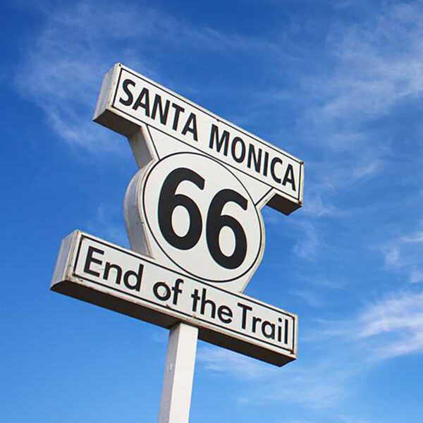 Route 66 sign at Santa Monica - the end of the trail